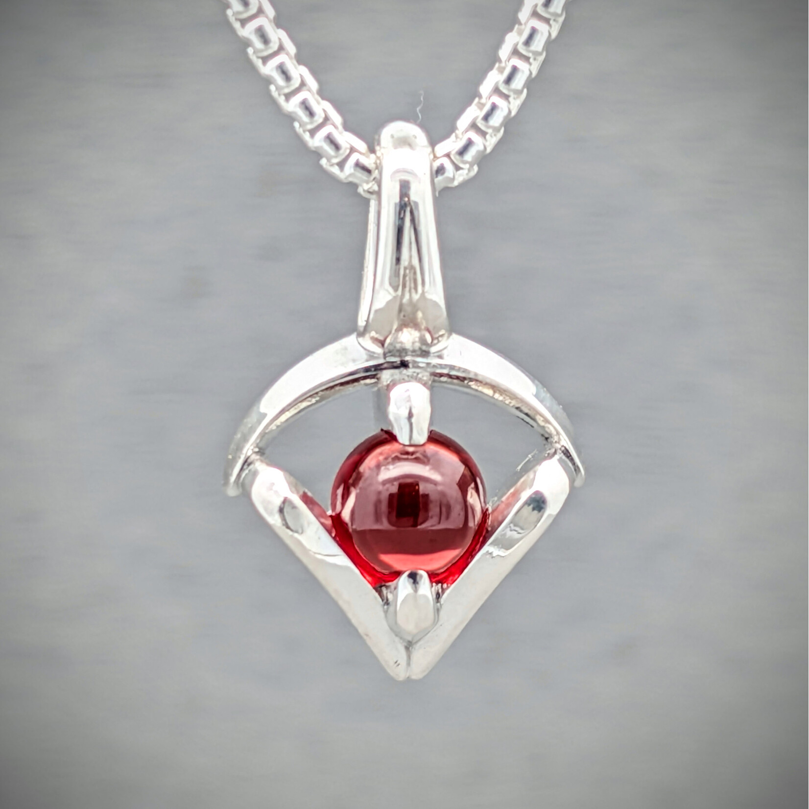 Modern Heirloom® Petite Amulet of the Moon, Garnet & Sterling, 6mm