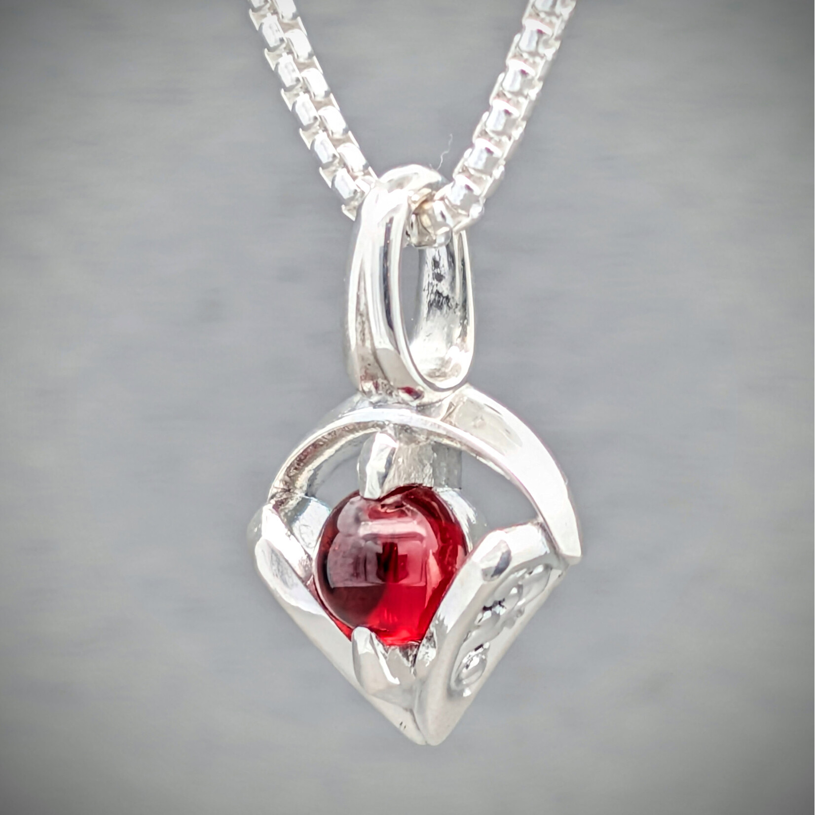 Modern Heirloom® Petite Amulet of the Moon, Garnet & Sterling, 6mm