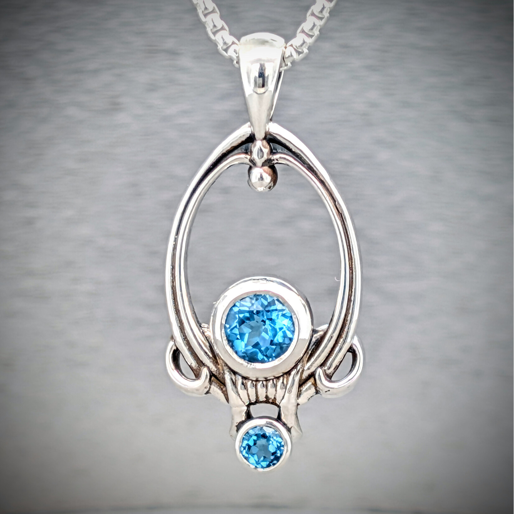 Modern Heirloom® Portal Relic Necklace v02, Blue Topaz & Sterling