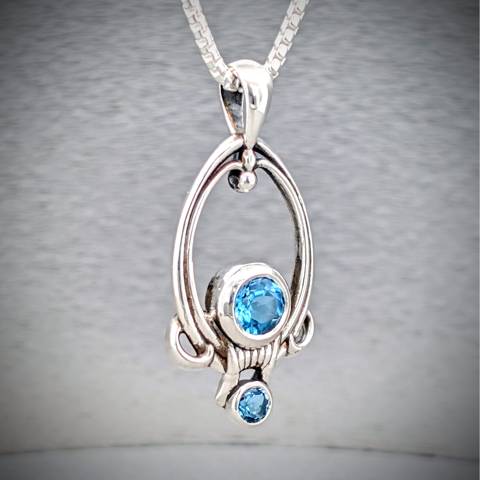 Modern Heirloom® Portal Relic Necklace v02, Blue Topaz & Sterling