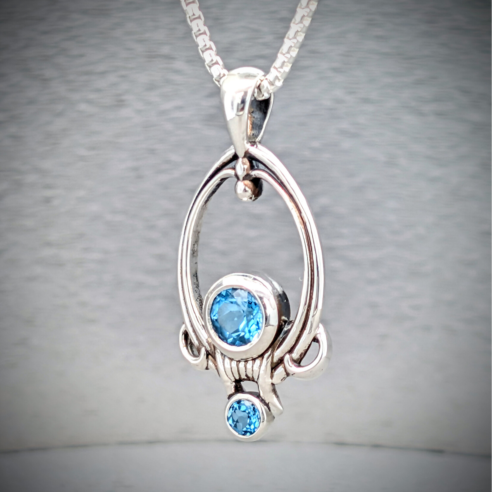 Modern Heirloom® Portal Relic Necklace v02, Blue Topaz & Sterling