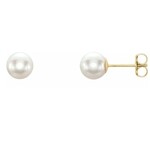Cultured Pearl Stud Earrings, 6.5 to 7mm FW, 14k Yellow Gold