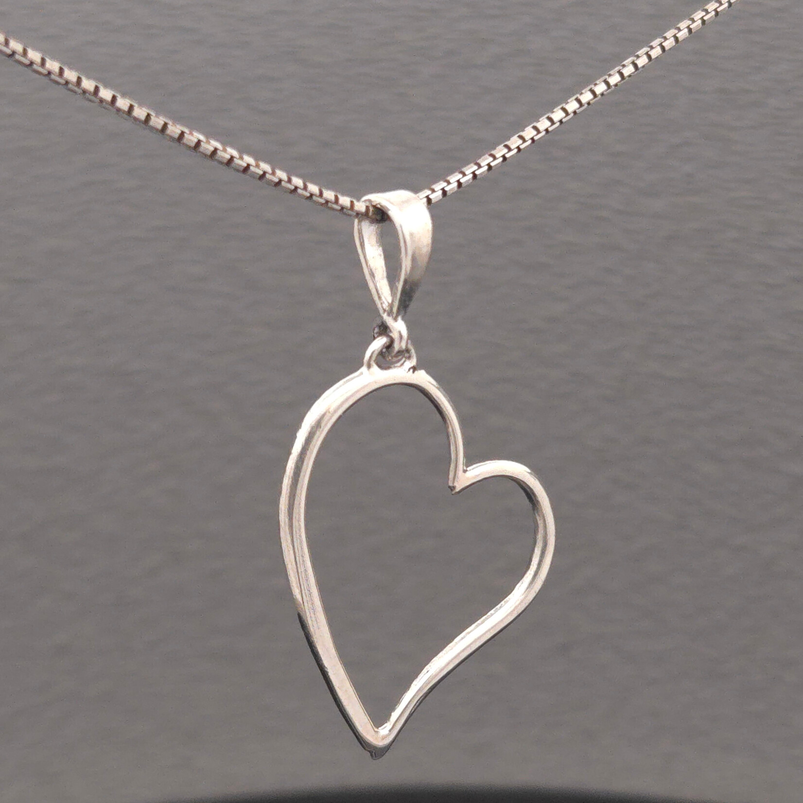 Simple Heart Forged Necklace on 18” Rounded Box 1.0mm