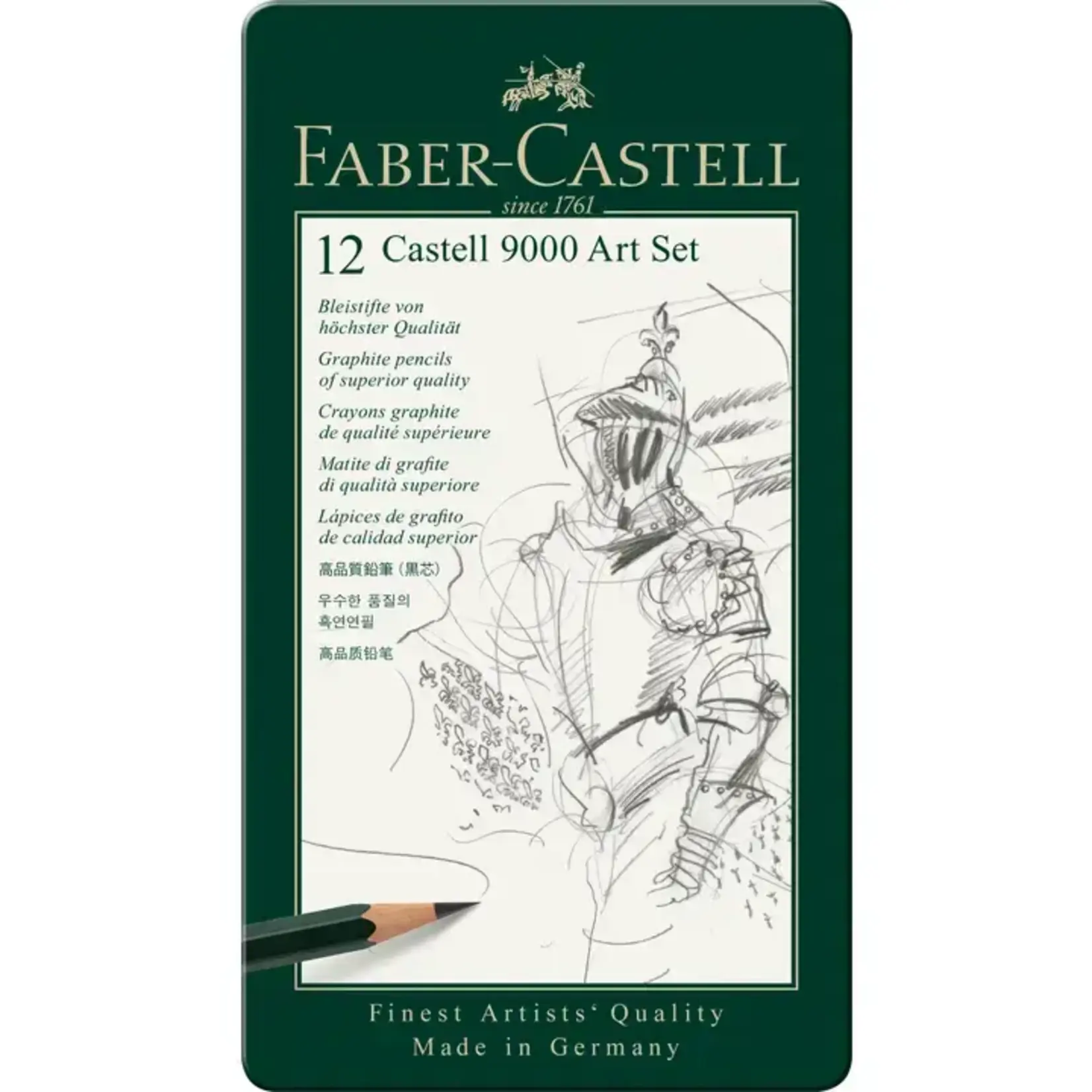 Faber-Castell Castell 9000 Graphite Pencils, Art Set - Tin of 12