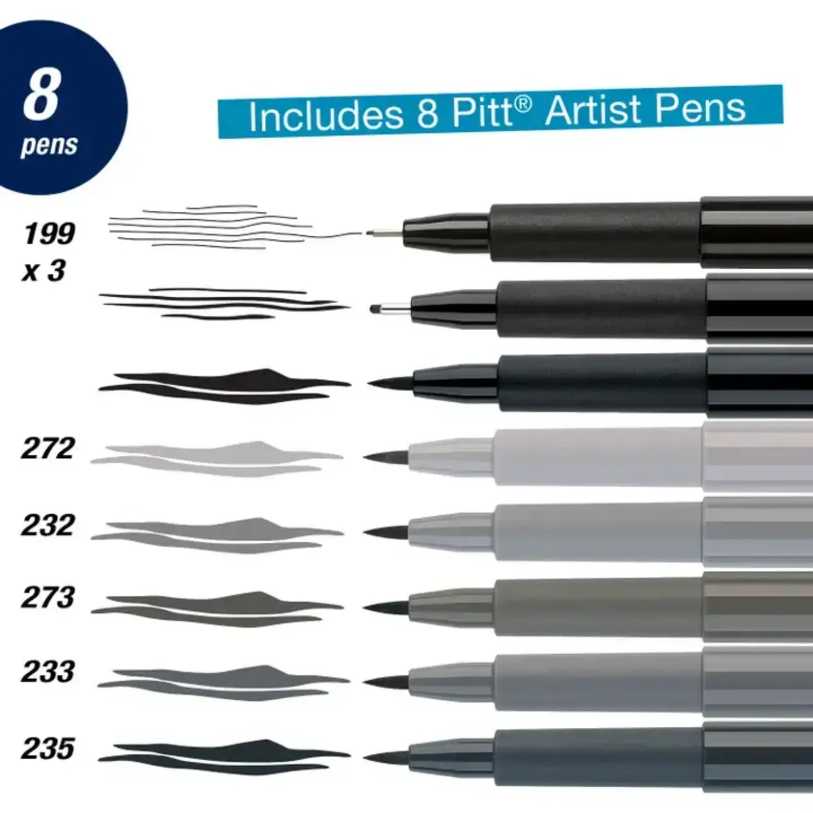 Faber-Castell Pitt Artist Pen, Manga Basic Set - Wallet of 8