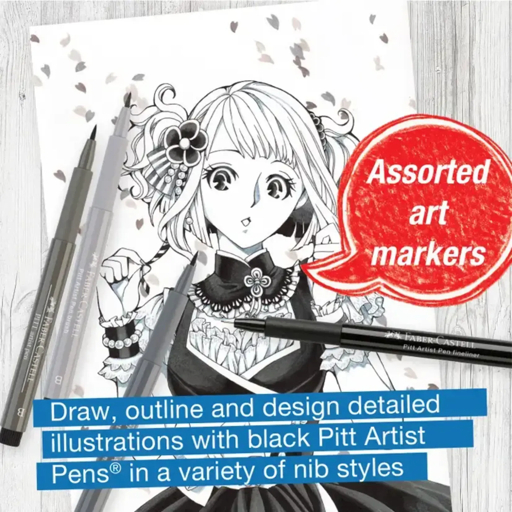 Faber-Castell Pitt Artist Pen, Manga Basic Set - Wallet of 8