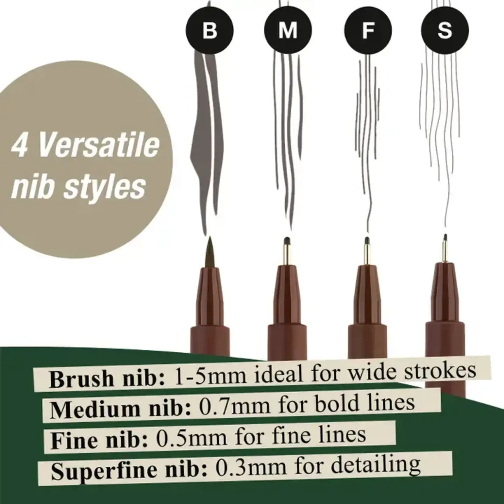 Faber-Castell Pitt Artist Pen, 4 Ct Sepia Wallet