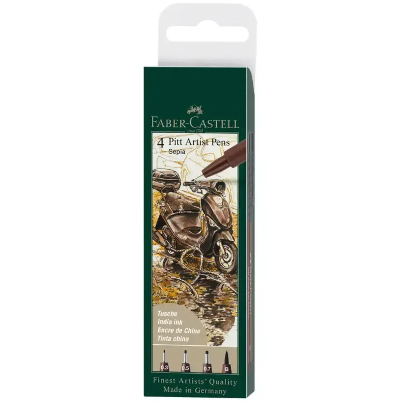 Faber-Castell Pitt Artist Pen, 4 Ct Sepia Wallet