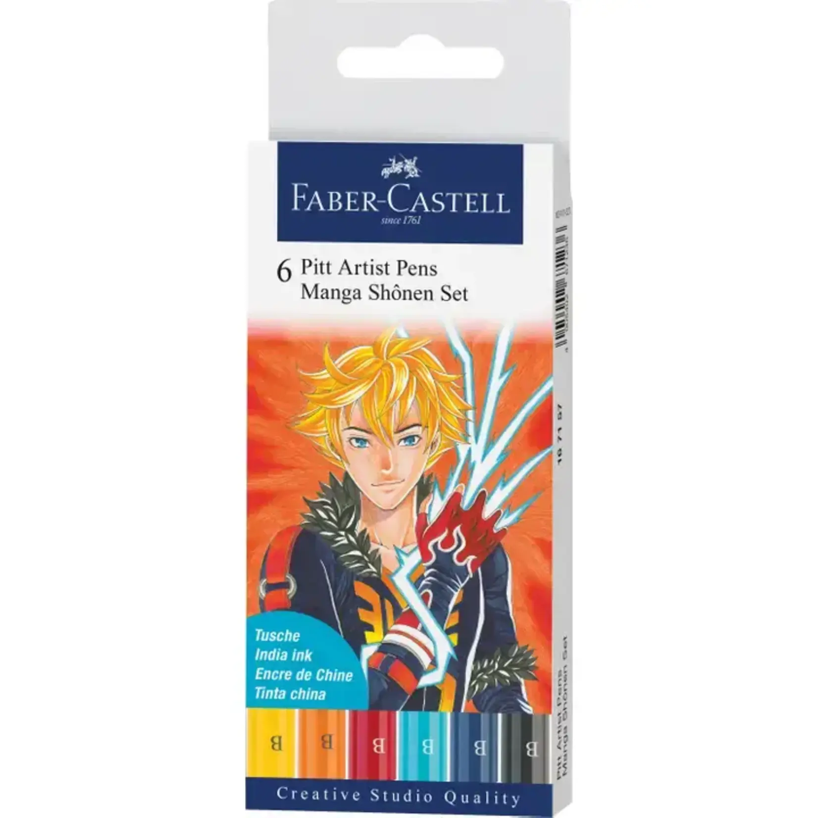 Faber-Castell Pitt Artist Pen, Manga Shonen Set - Wallet of 6