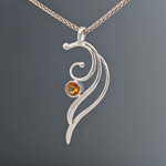 Modern Heirloom® Flowing Sterling Pendant w/ 6mm Citrine on 16" Chain