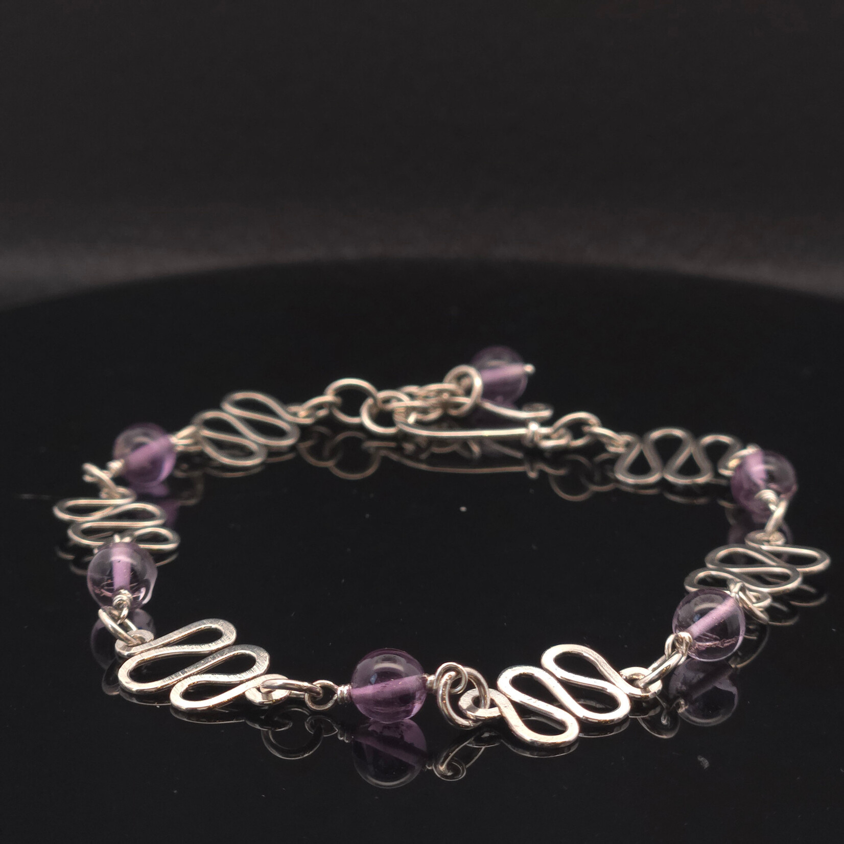 Modern Heirloom® Tin Cup Bracelet, Squiggle Link & Bead, 7” - 8”