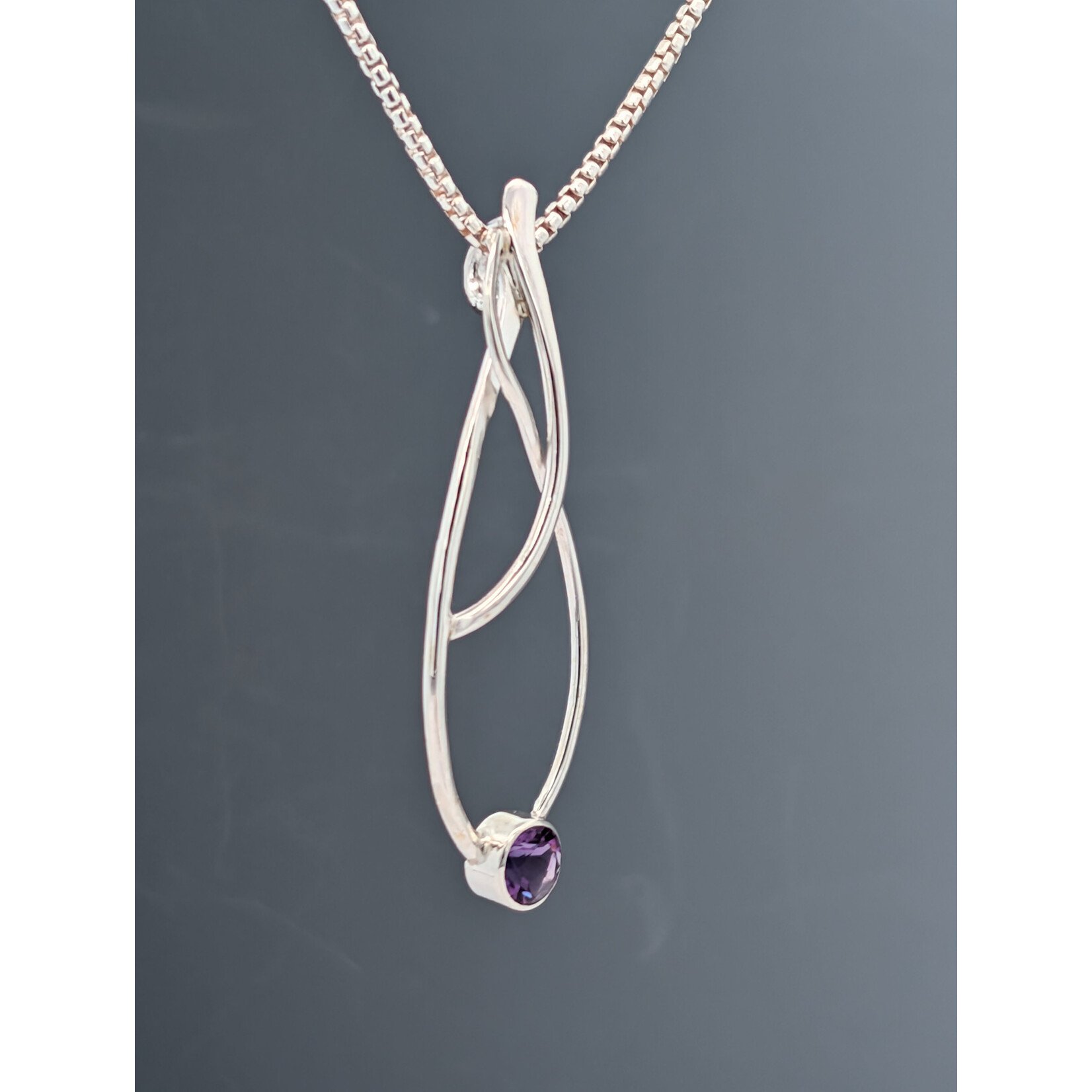 Modern Heirloom® Sterling Seagrass Pendant w/ 6mm Amethyst, 16"