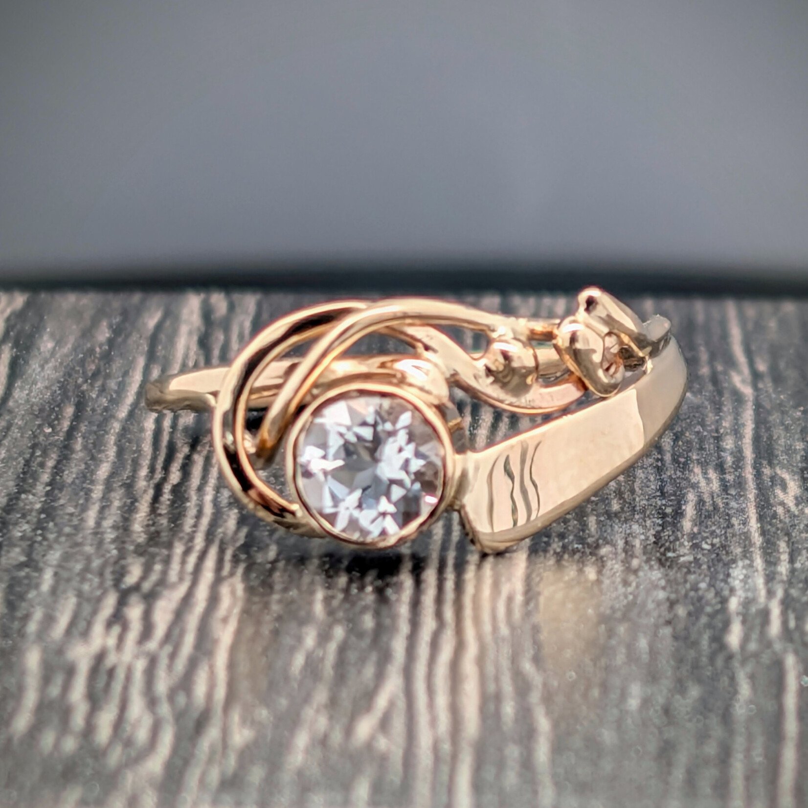 Modern Heirloom® 14KY Elegant Bypass Ring w/ 5mm White Topaz, sz 6