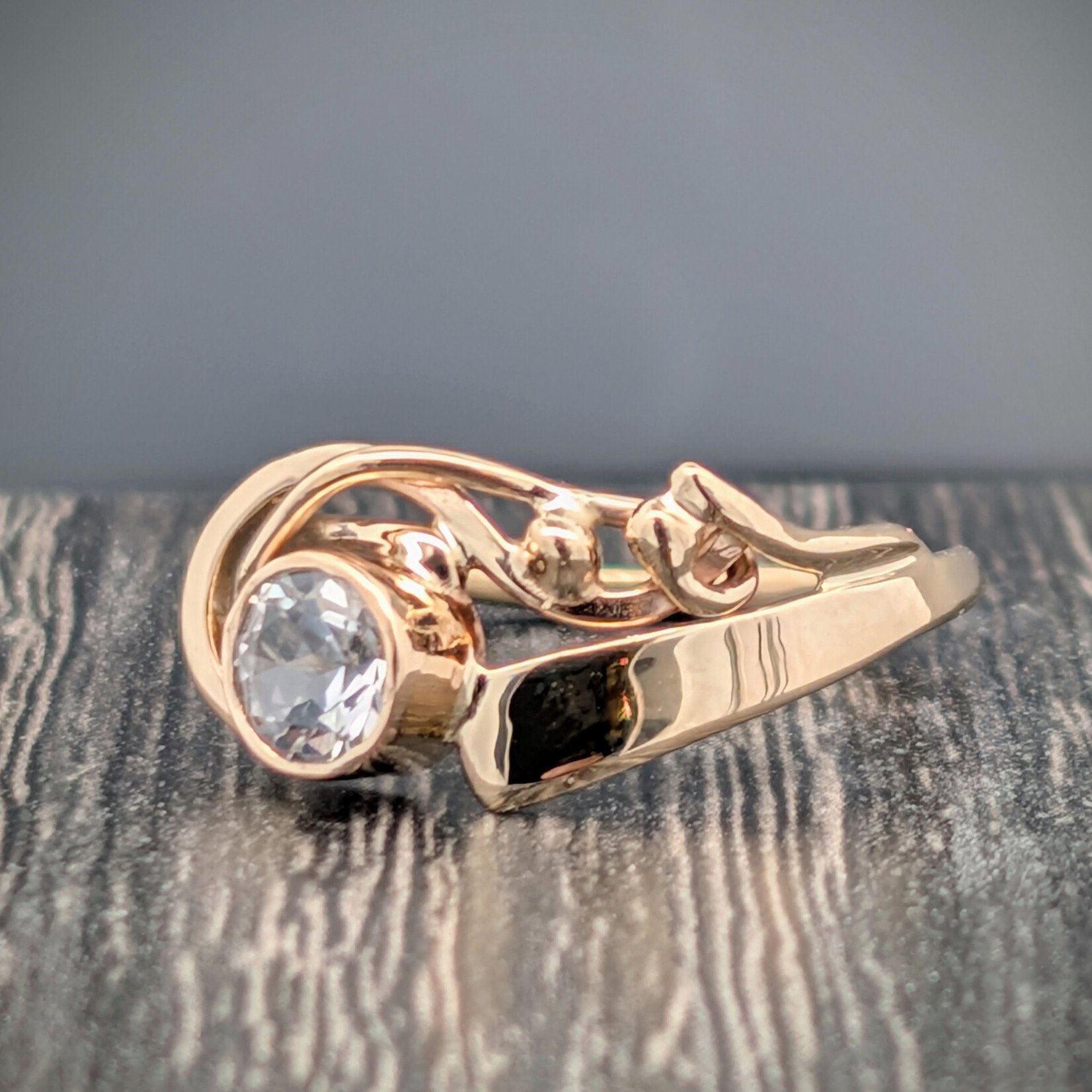 Modern Heirloom® 14KY Elegant Bypass Ring w/ 5mm White Topaz, sz 6