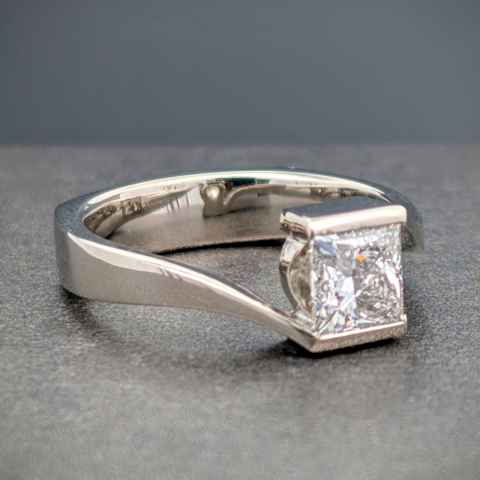 Bypass Solitaire, 1.15ct Lab Diamond, 14k White Gold