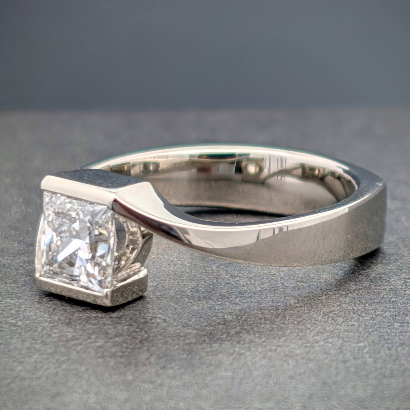 Bypass Solitaire, 1.15ct Lab Diamond, 14k White Gold