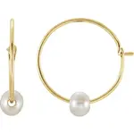 14KY Cultured White Freshwater Pearl Youth Earrings