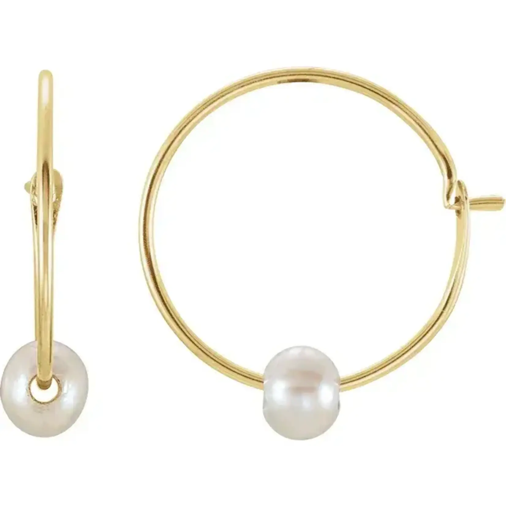 14KY Cultured White Freshwater Pearl Youth Earrings