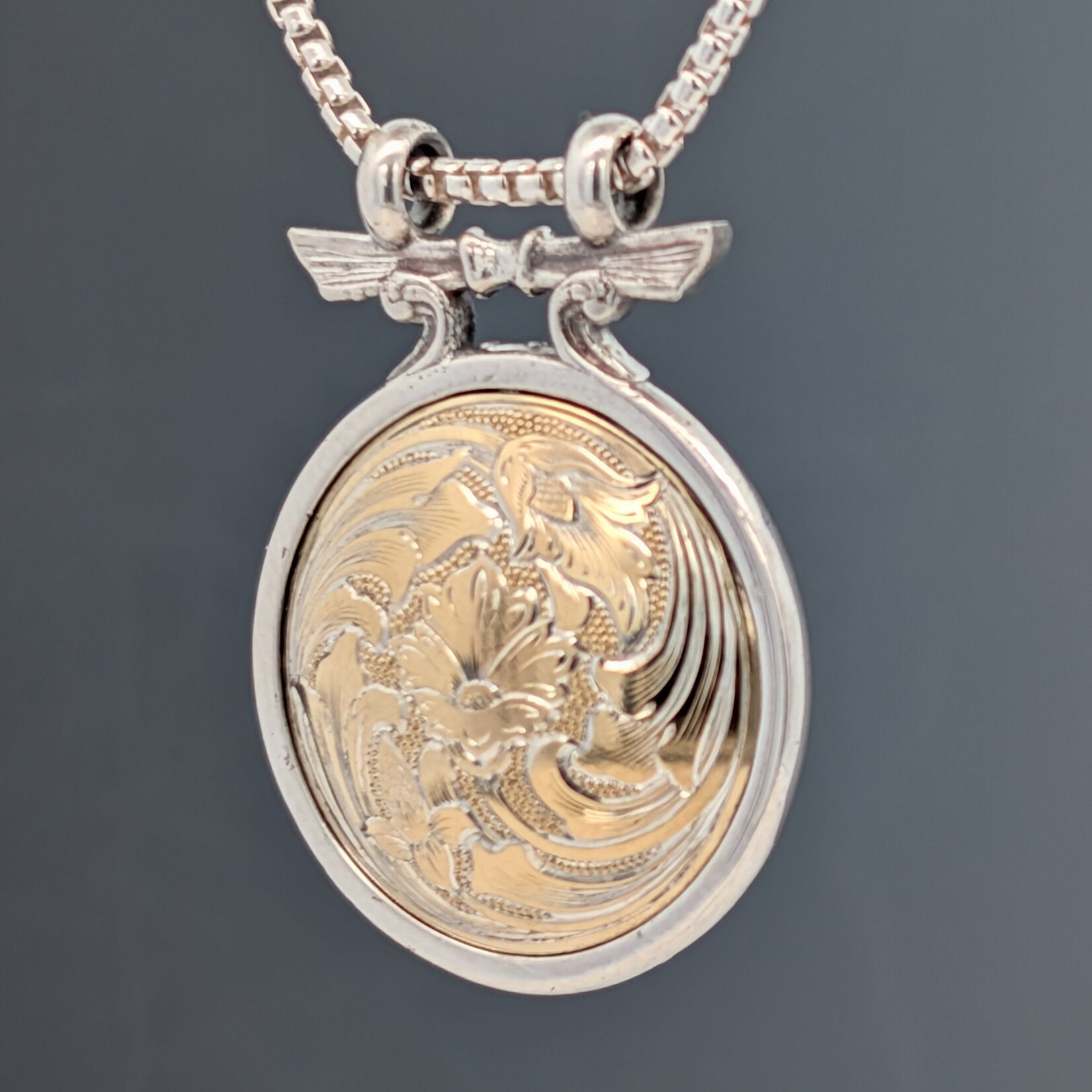 Modern Heirloom® Two-Tone Engraved Flower Medallion on 18" Chain