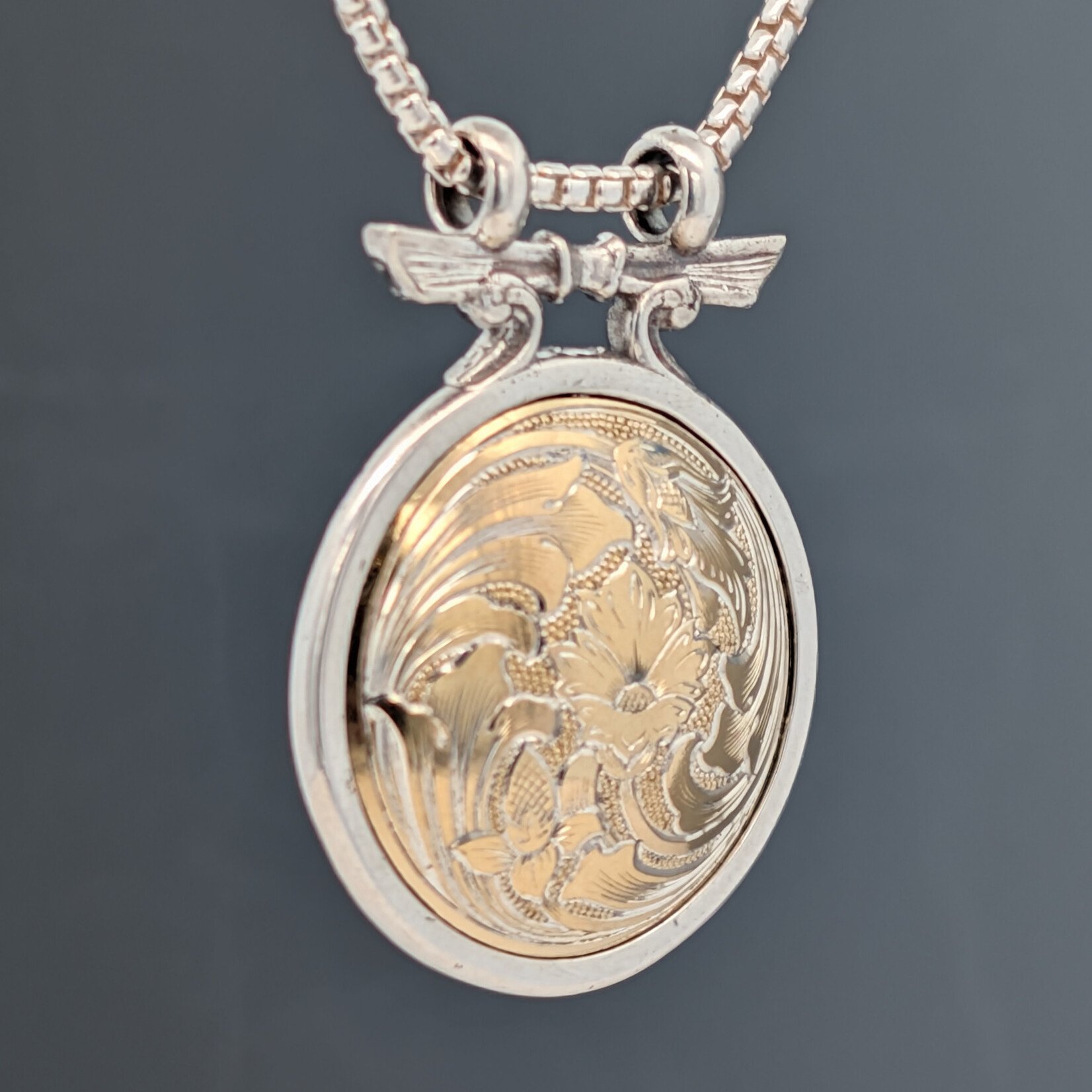 Modern Heirloom® Two-Tone Engraved Flower Medallion on 18" Chain