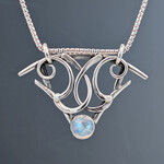 Modern Heirloom® Sterling & Moonstone Art Deco Pendant, 20"