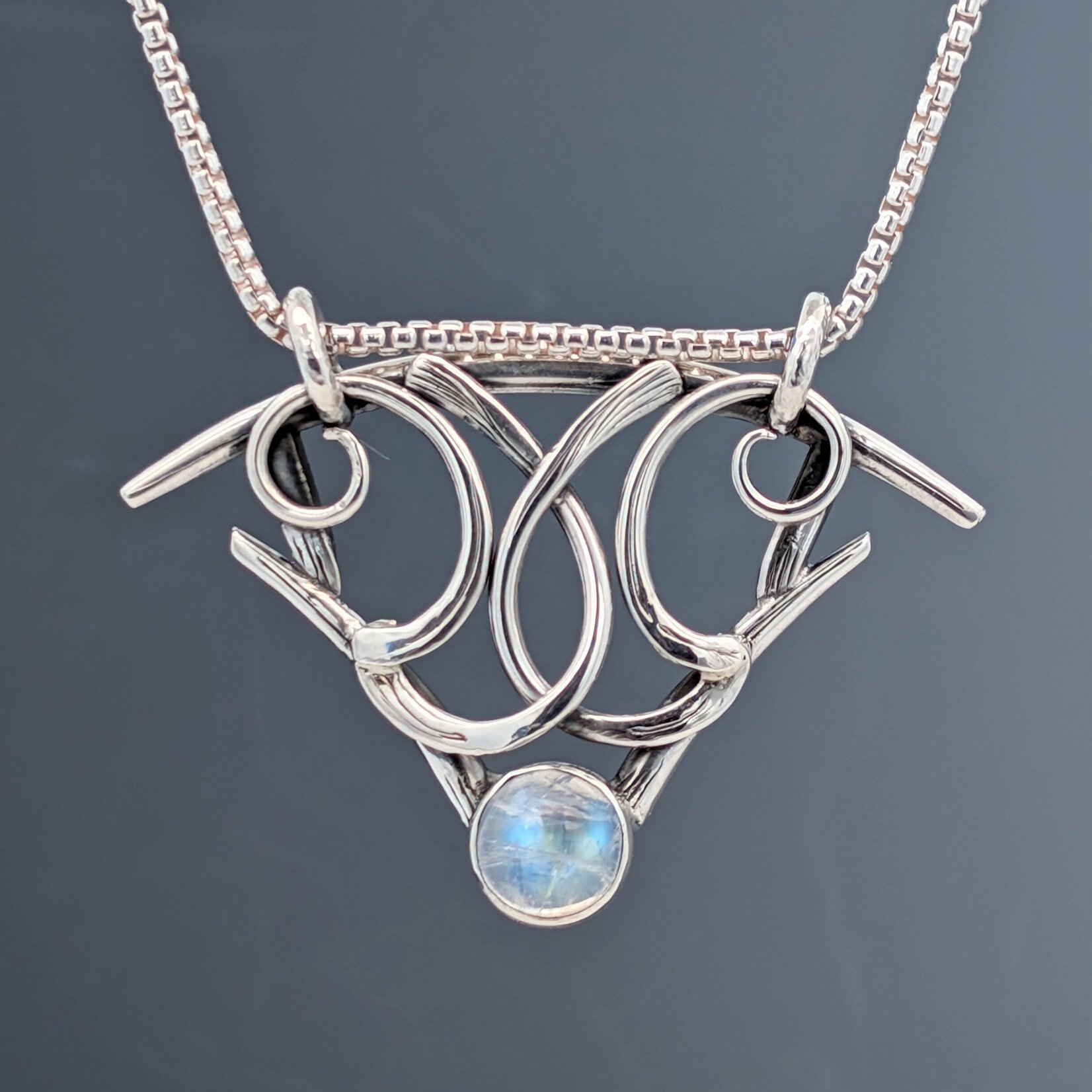 Modern Heirloom® Sterling & Moonstone Art Deco Pendant, 20"
