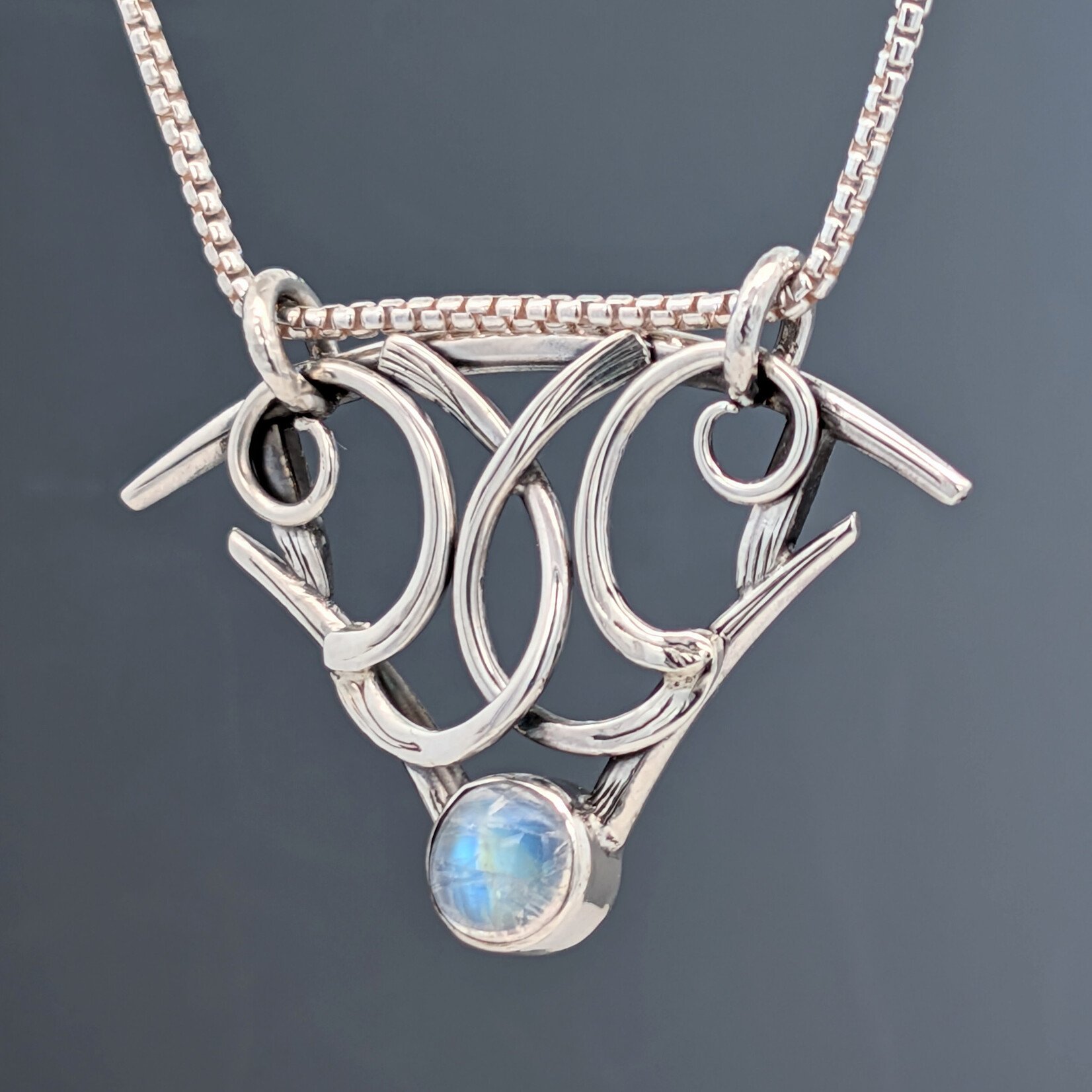 Modern Heirloom® Sterling & Moonstone Art Deco Pendant, 20"