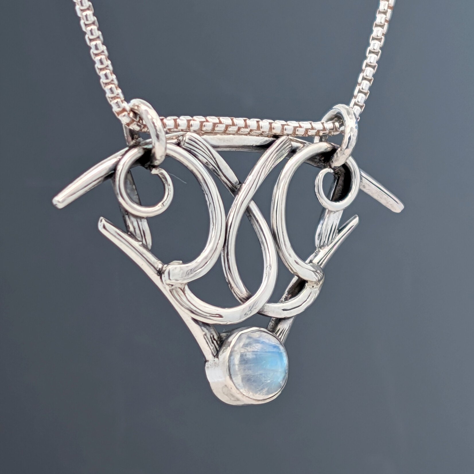 Modern Heirloom® Sterling & Moonstone Art Deco Pendant, 20"