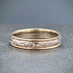 Modern Heirloom® Two-Tone 14K Flower Scroll Band, 4mm, Sz4.0