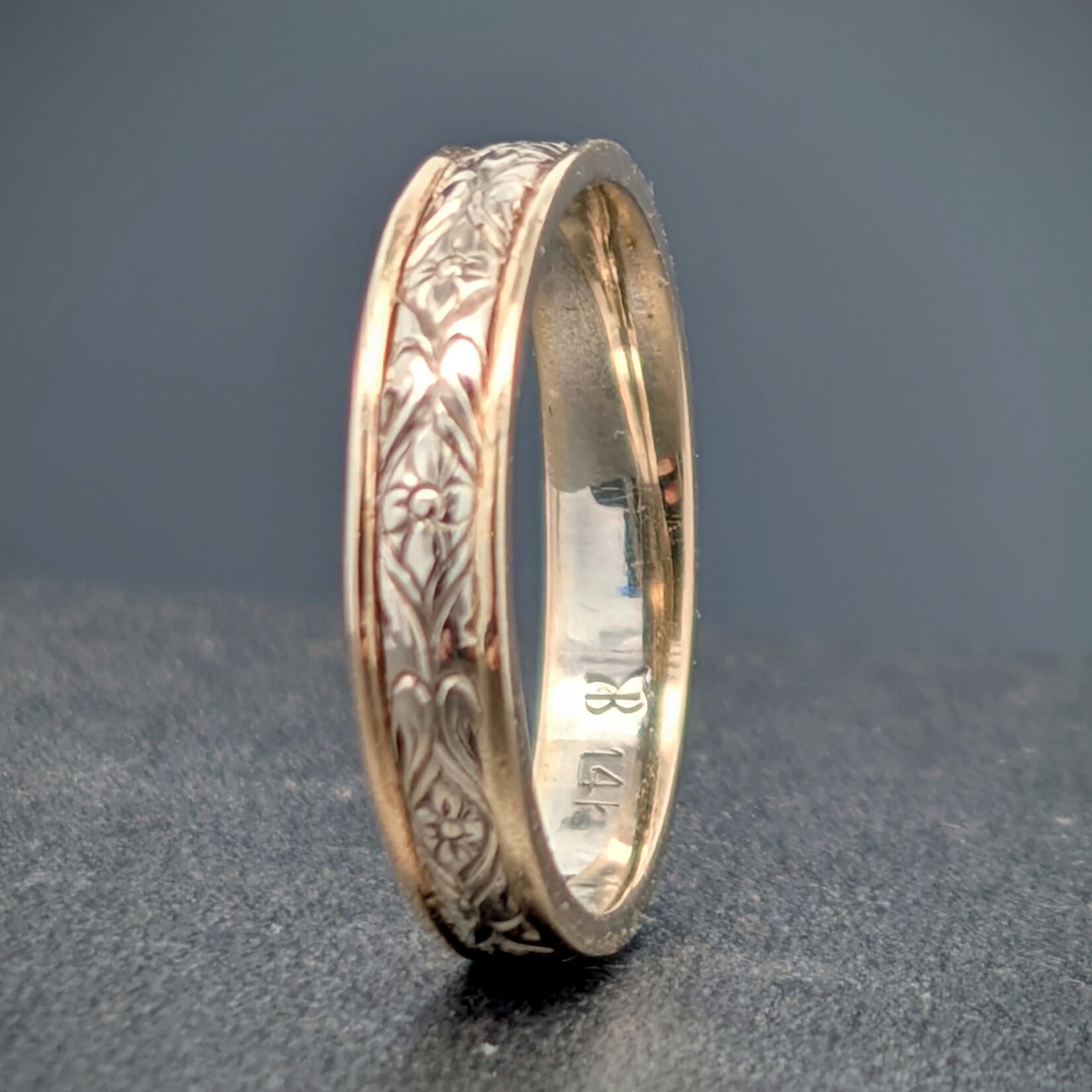 Modern Heirloom® Two-Tone 14K Scroll Band, 4mm, Sz4.0