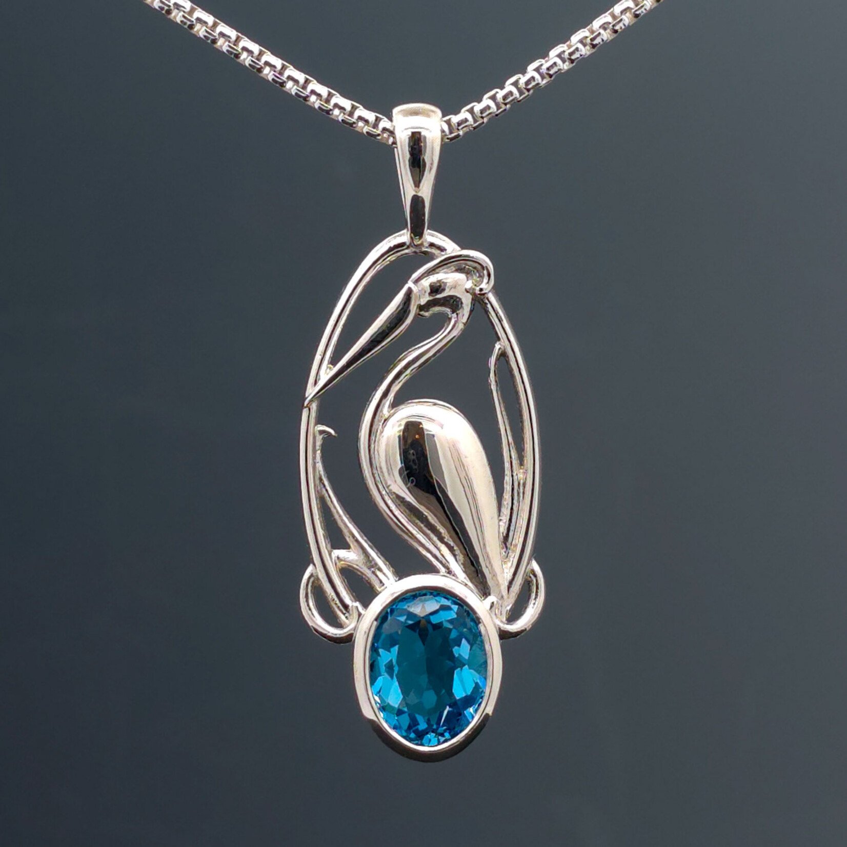 Modern Heirloom® Nouveau Crane Necklace, Topaz & Sterling