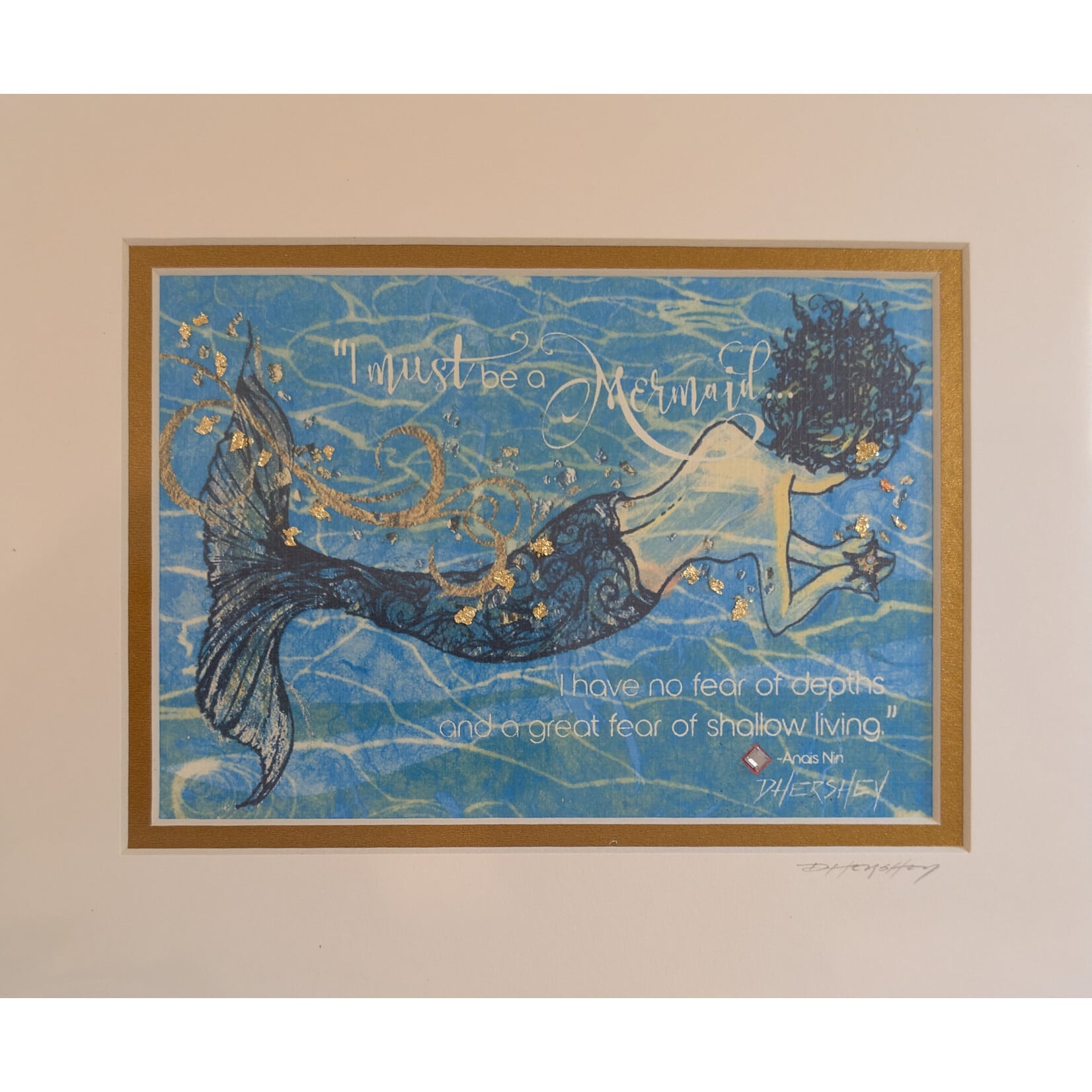 Deborah Hershey Designs "I Must Be a Mermaid" - Matted Print