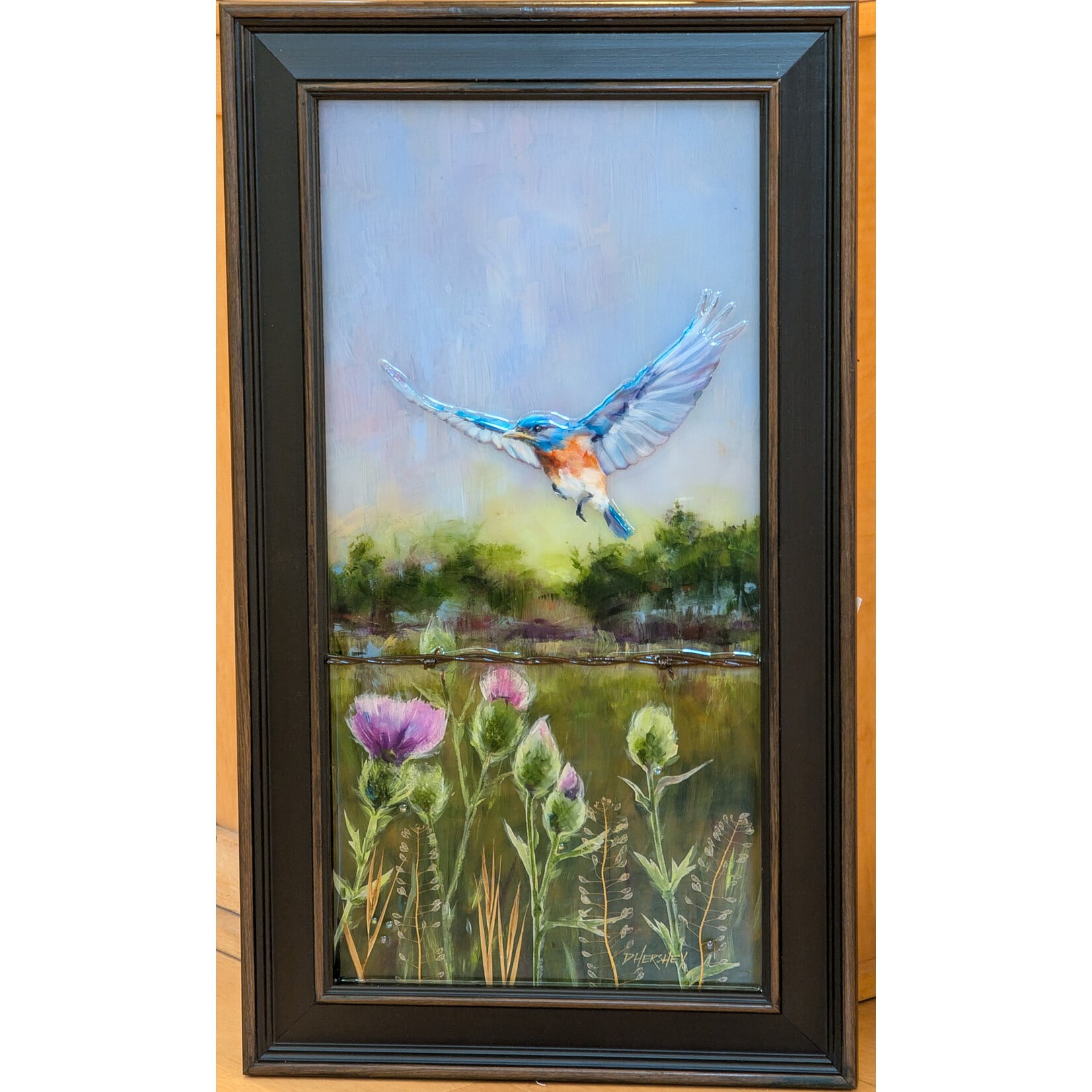 Deborah Hershey Designs "Landing Among the Thistles" - Deborah Hershey Mirror Art