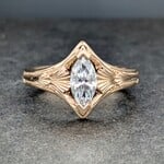 Modern Heirloom® Marquise Ginkgo Filigree Ring, 0.61ct Diamond and 14K Yellow Gold