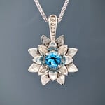 Modern Heirloom® 14K White Gold Lotus Blossom Pendant w/ Blue Topaz