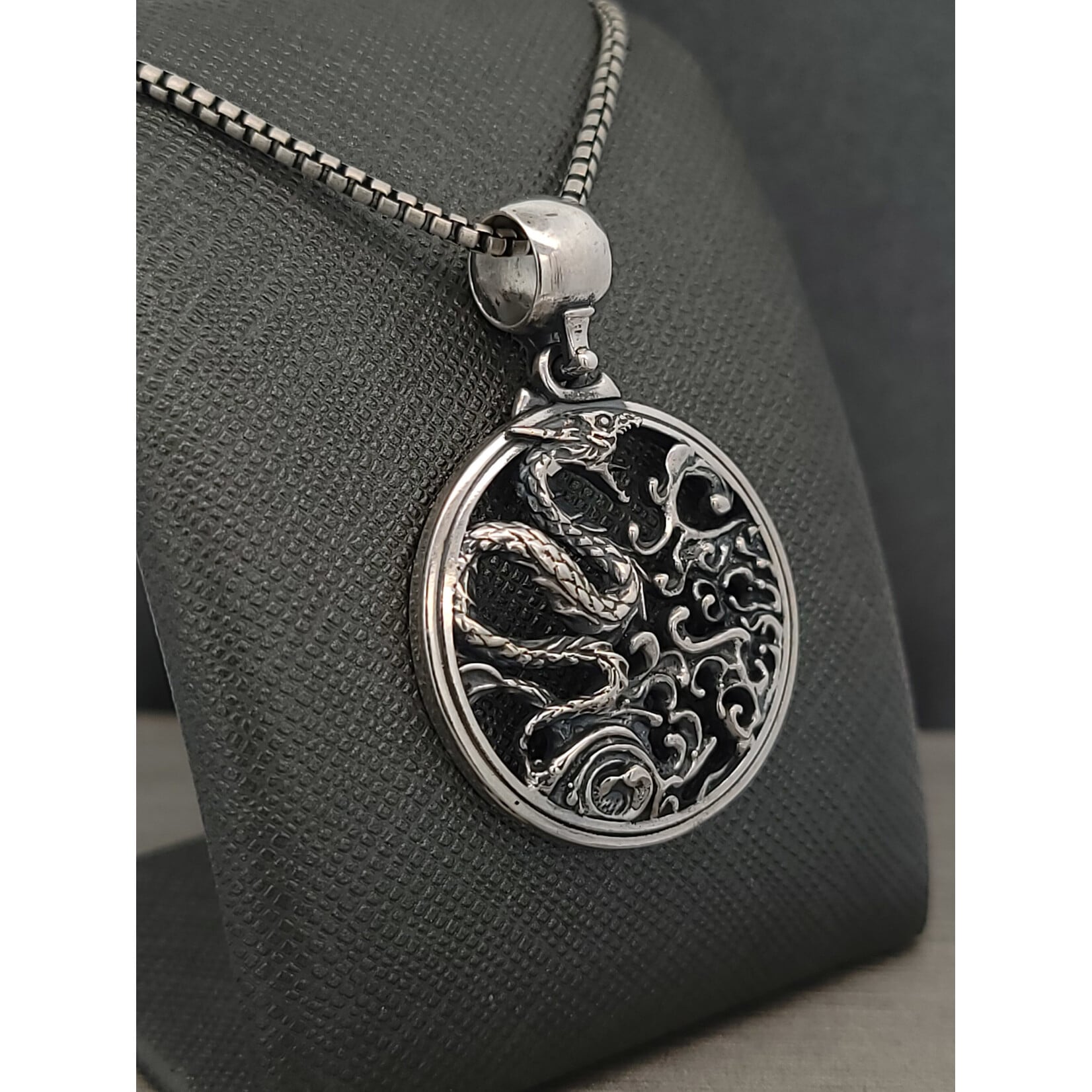 Modern Heirloom® Water Dragon Medallion, Sterling Silver on a 18" Chain
