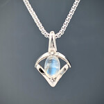Modern Heirloom® Petite Amulet of the Moon, Sterling & Moonstone, 6x4mm Oval