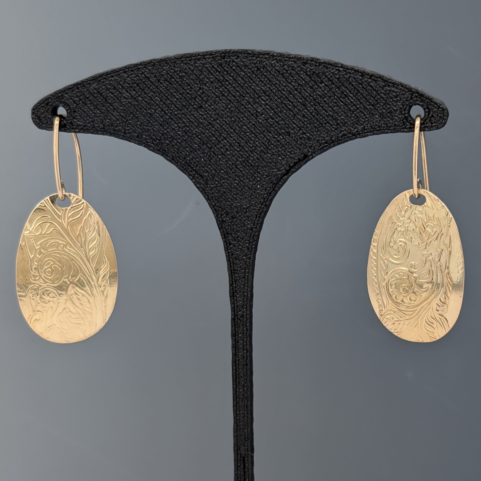 Modern Heirloom® Two-Tone Fiddlehead Fern Embossed Oval Earrings w/ French Hooks
