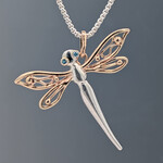 Modern Heirloom® Two-Tone Dragonfly Pendant w/ Blue Diamond Eyes, 20" RDB