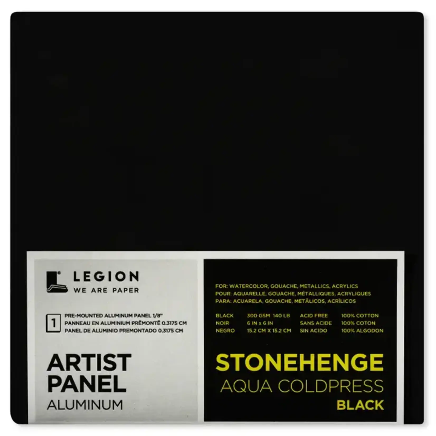 Legion Paper Stonehenge Aqua Black Aluminum Panel - Watercolor Paper - 6"x6"