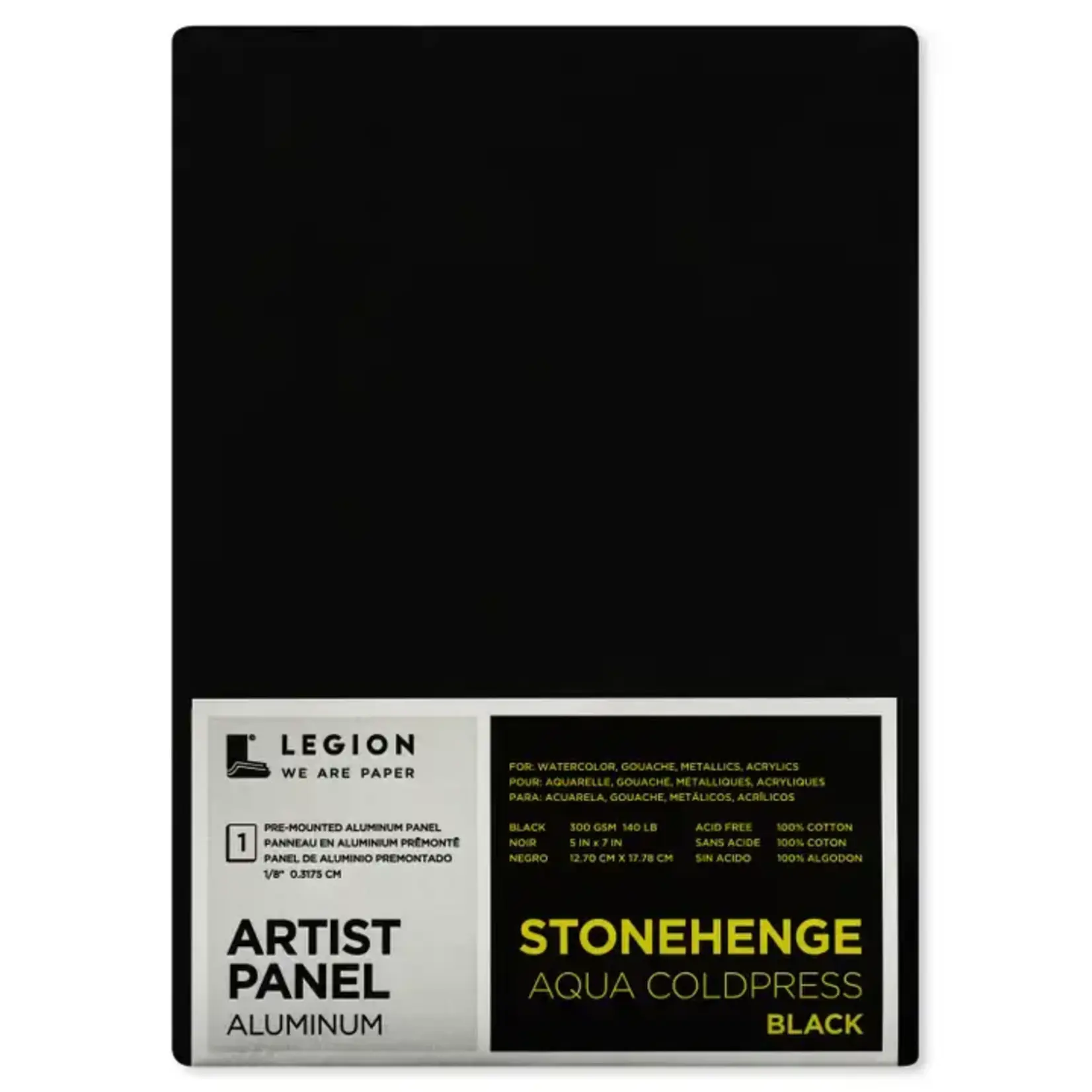 Legion Paper Stonehenge Aqua Black Aluminum Panel - Watercolor Paper - 8"x10"