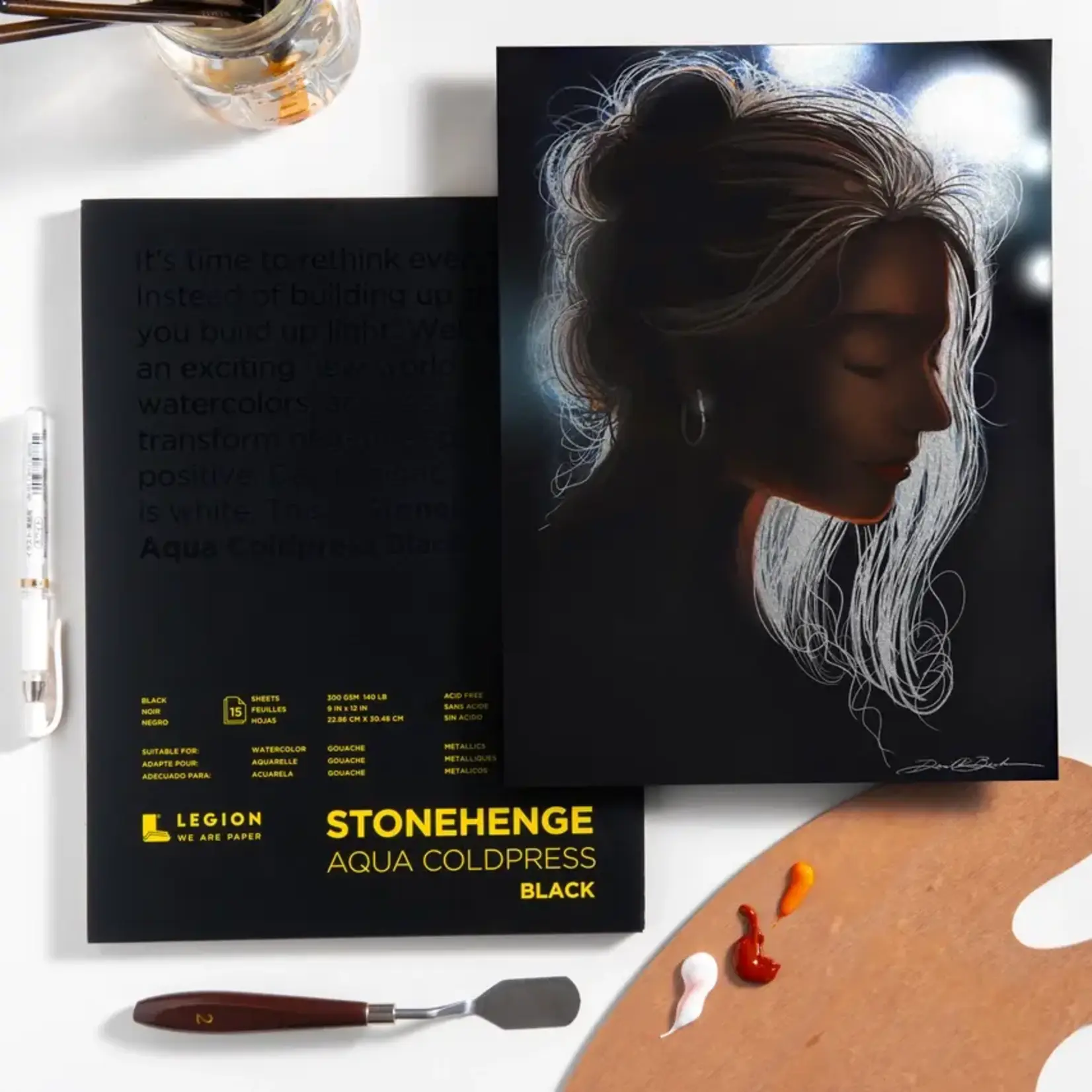Legion Paper Stonehenge Aqua Black Pad - Coldpress Watercolor Paper - 8"x10"