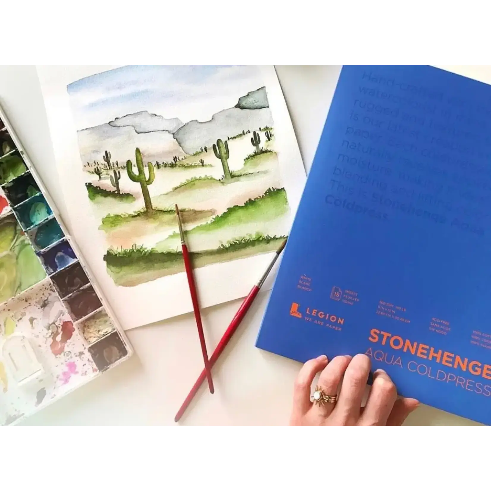 Legion Paper Stonehenge Aqua Watercolor Block, Coldpress Watercolor Paper - 7"x7"