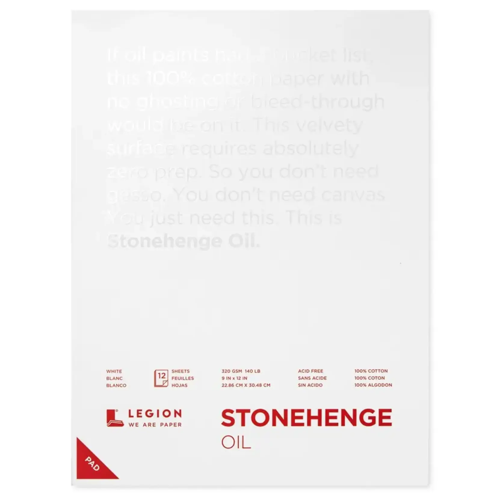 Legion Paper Stonehenge Oil Paper Pad - Oil Painting and Oil Pastels - 9"x12"