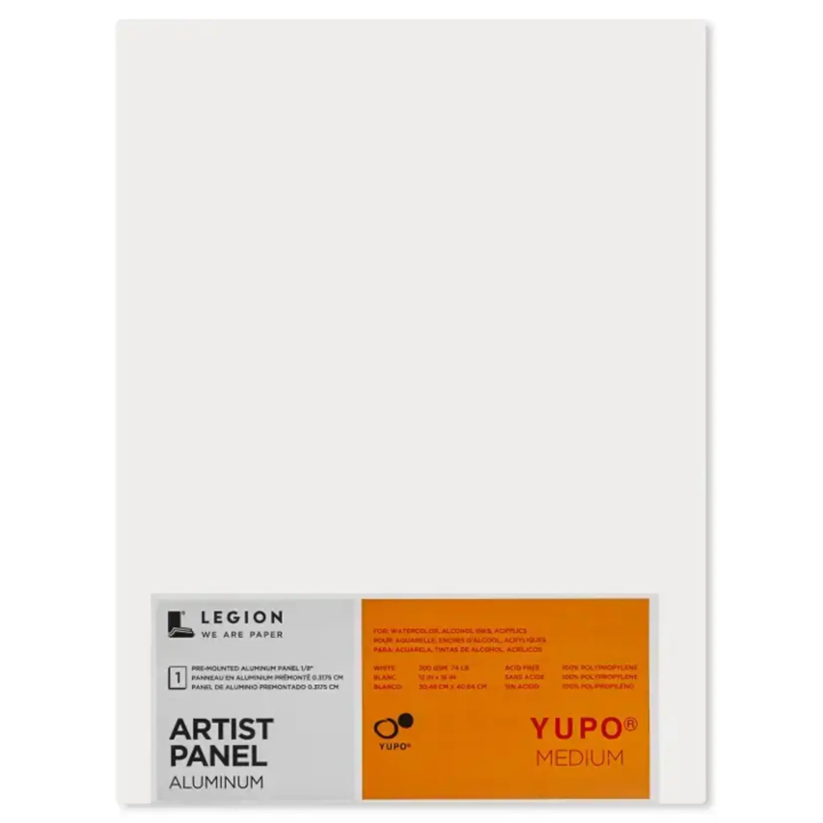 Legion Paper Yupo Aluminum Panel - Watercolor Acrylic & Mixed Media Paper - 12"x16"