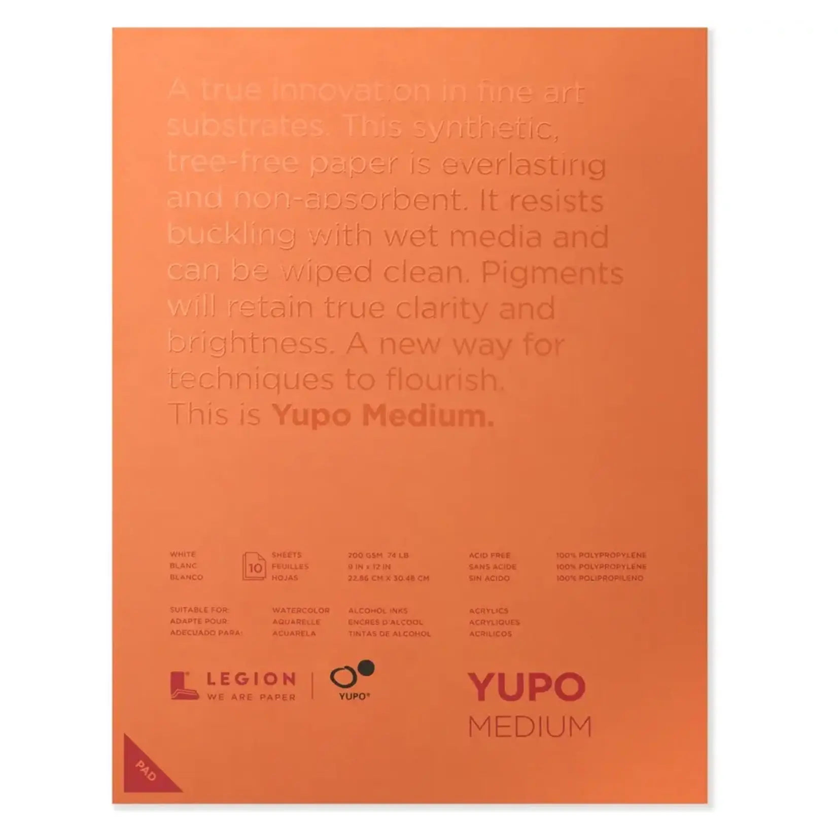 Legion Paper Yupo Medium Pad - Watercolor, Alcohol Ink & Oil Paper - 9"x12"