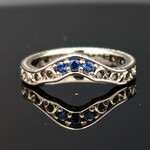 Modern Heirloom® 14KW Engraved Filigree Contour 3-Stone Sapphire Band
