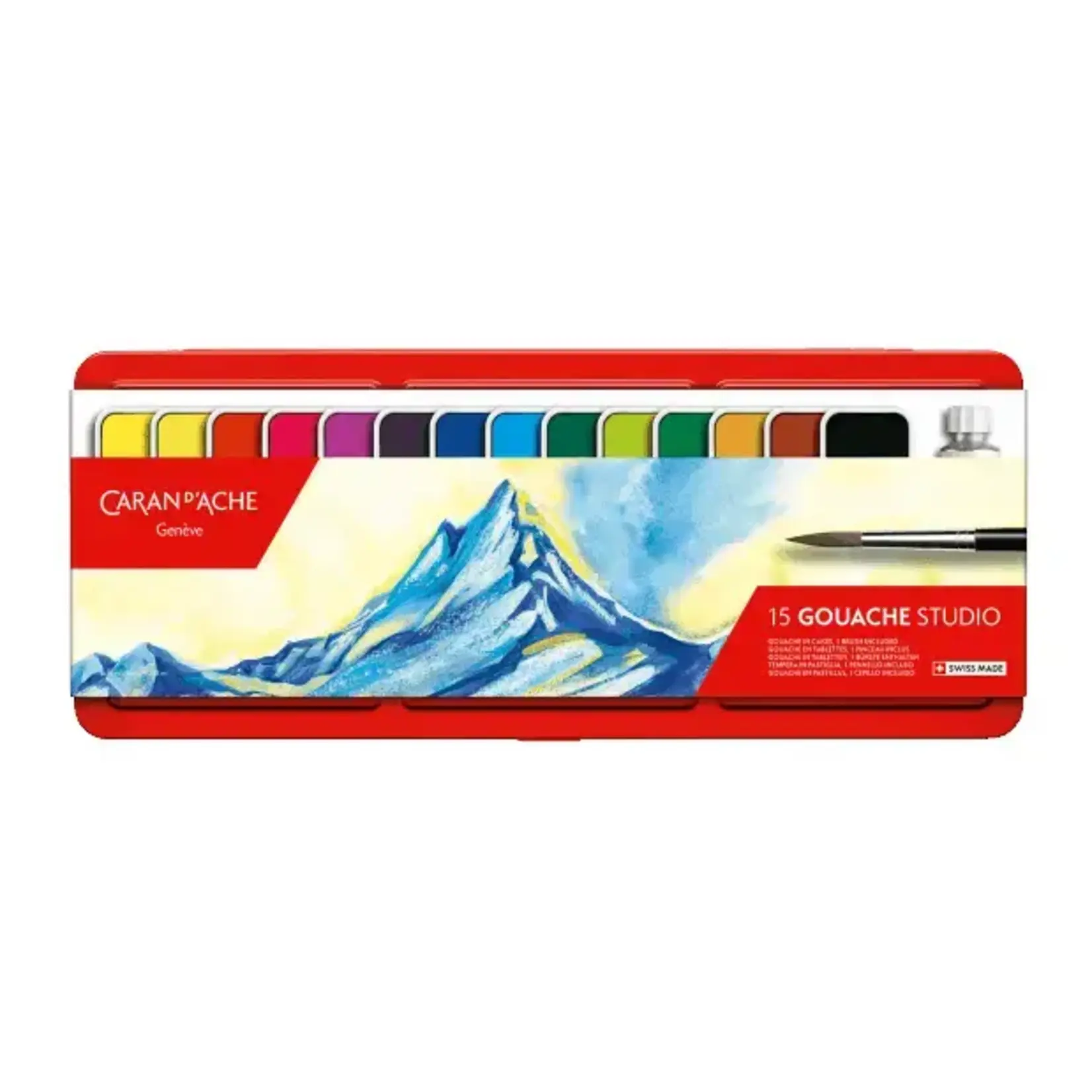 Caran d'Ache Box of 15 Color Paint Tablets Gouache Studio