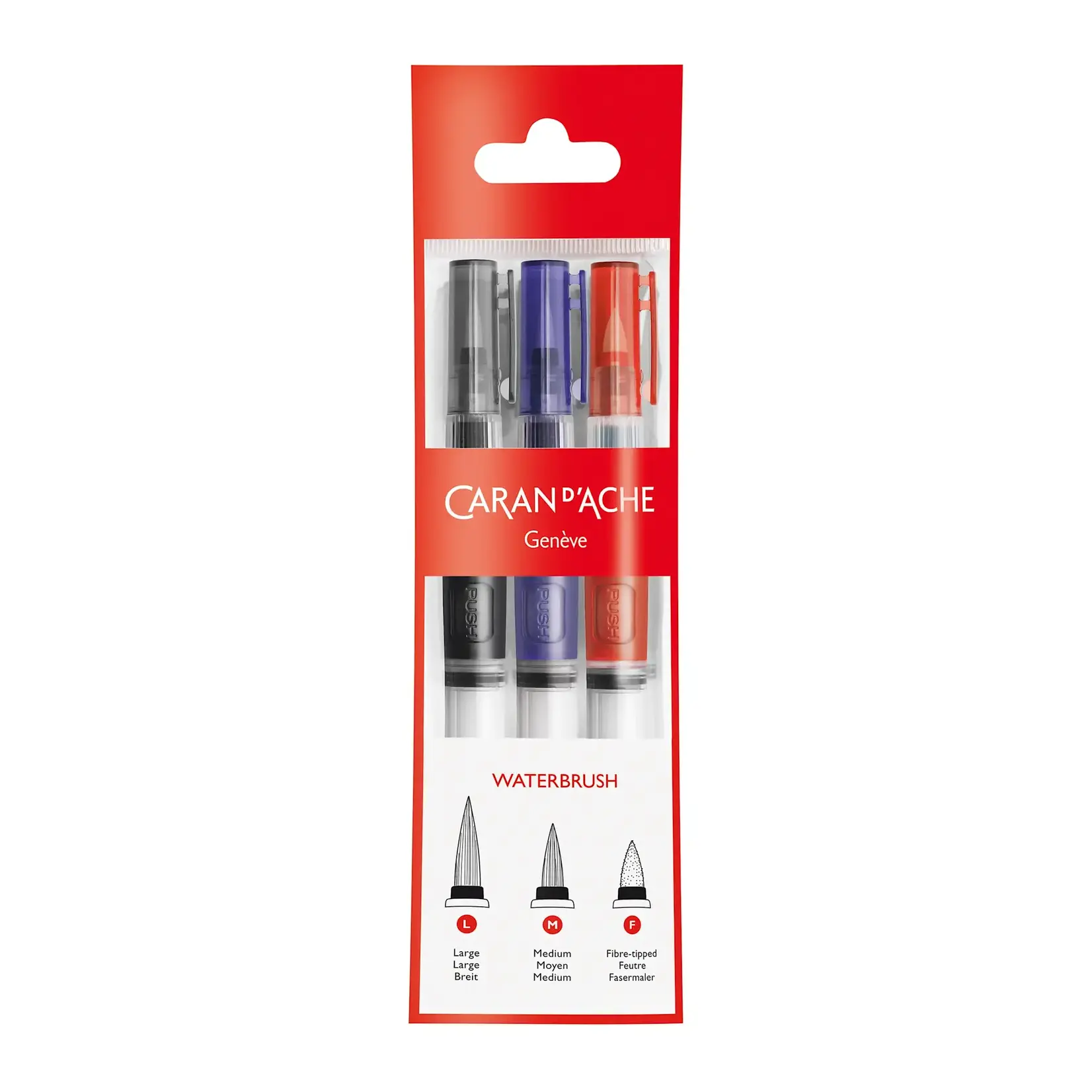Caran d'Ache Set of 3 Waterbrushes with Water-Reservoir