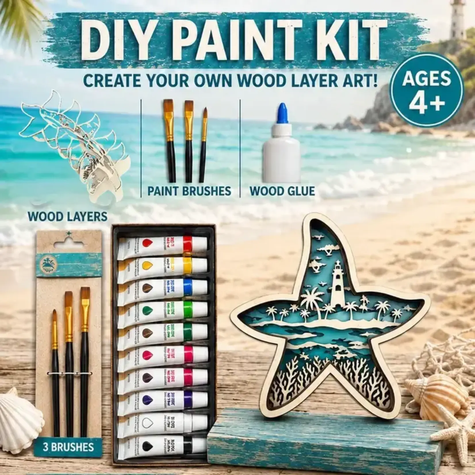 The Wilusz Way Wood Designs Diy Blue Starfish Paint Kit